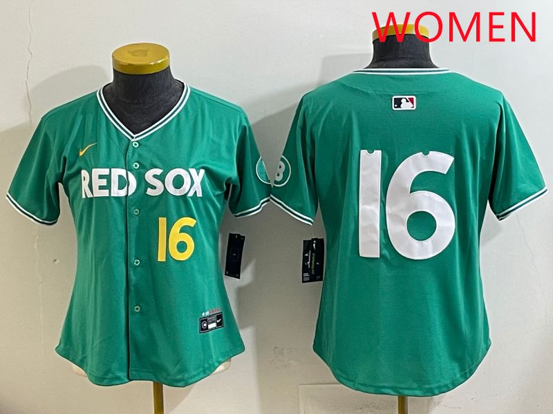 Women Boston Red Sox #16 No Name Green Joint Name Nike 2025 MLB Jersey style 5